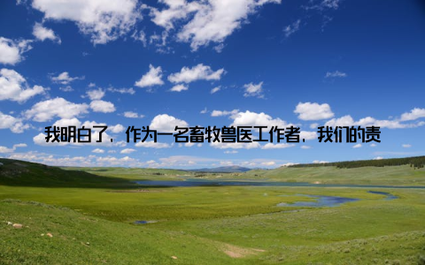 我明白了, 作为一名畜牧兽医工作者, 我们的责任不仅仅是保护动物的健康, 更是保障人类的食品安全和公共卫生