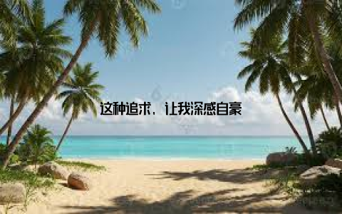 这种追求, 让我深感自豪