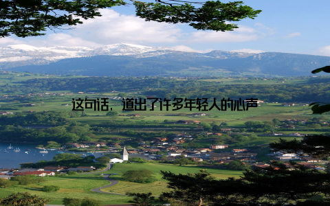 这句话, 道出了许多年轻人的心声