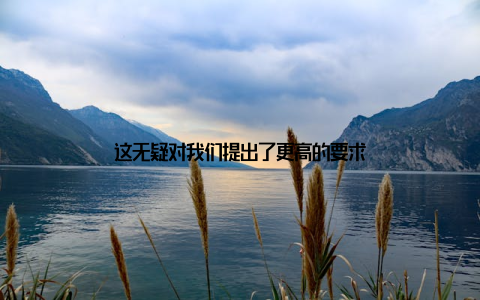 这无疑对我们提出了更高的要求