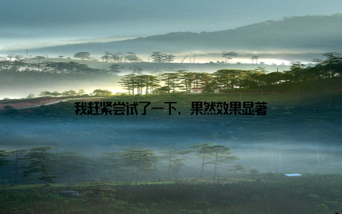 我赶紧尝试了一下, 果然效果显著