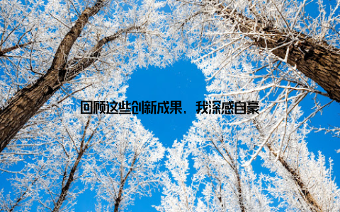 回顾这些创新成果, 我深感自豪