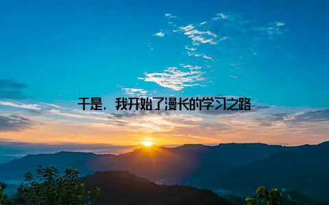 于是, 我开始了漫长的学习之路