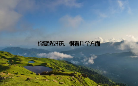 你要选好药, 得看几个方面