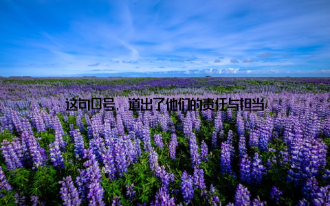 这句口号, 道出了他们的责任与担当